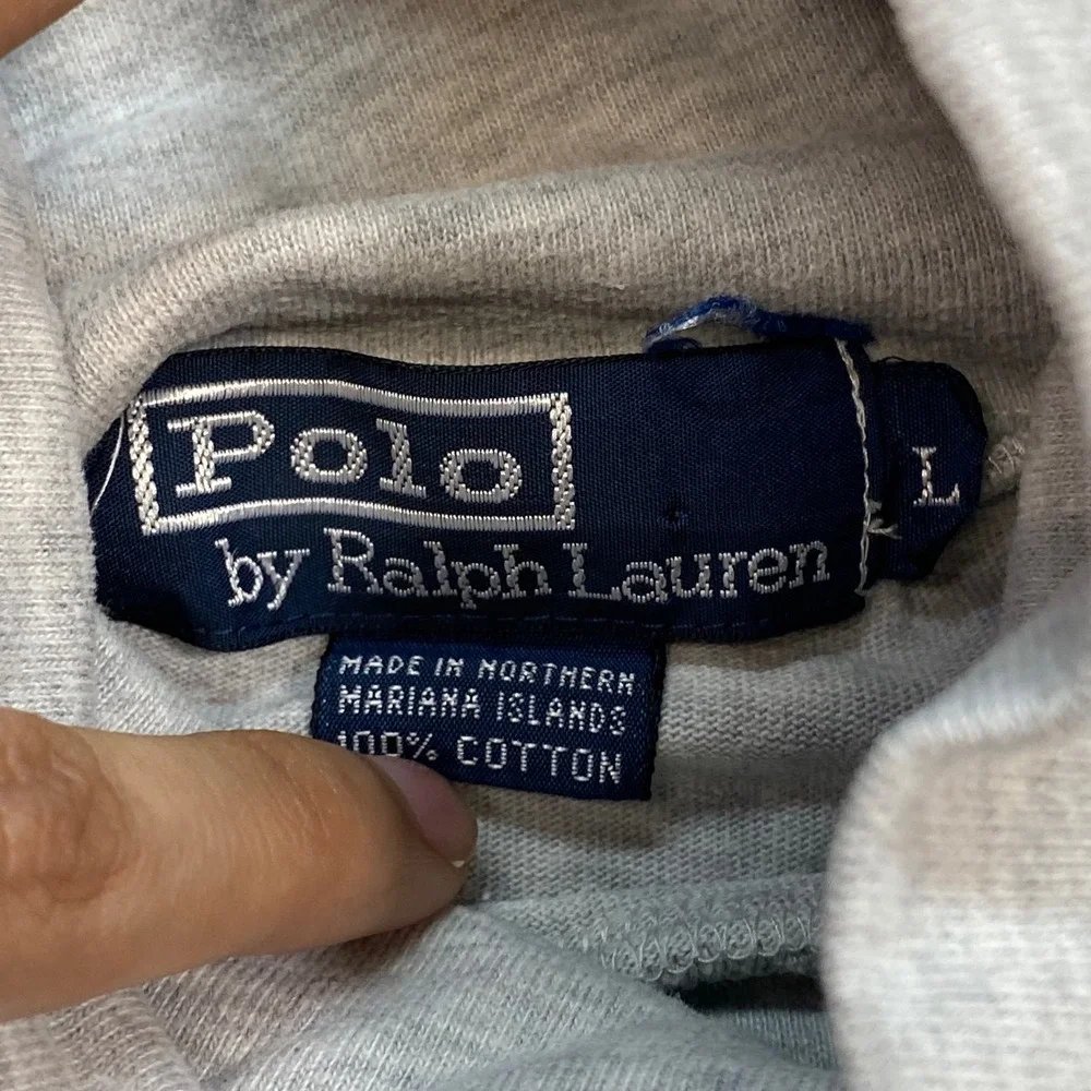 Ralph Lauren Turtleneck Sz L Mens Gray Preppy Minimalist Long Sleeve TShirt